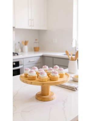 Şık Bej Ayaklı Sunum Küçük, Zarif ve Kullanışlı Tasarım