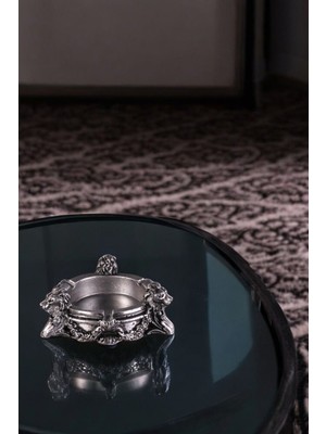 El Işçiliği Gümüş Eskitme Dekoratif Kül Tablası, Şık ve Kullanışlı Tasarım