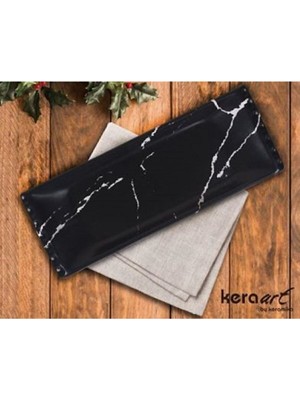 Renkli 33 cm Kayık Selen Mermer Desenli Çift Set, Şık ve Zarif Dekorasyon Parçası