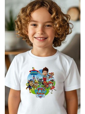 Paw Petrol Desen Baskılı Siyah ve Beyaz Çocuk Tshirt