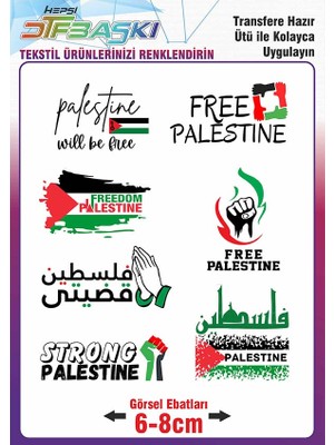 F17 Ajans Ütü ile Kumaşa Yapışan Free Palestine Pray Özgür Filistin Baskı