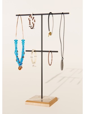 Siyah Takı Düzenleyici, Takı Standı, Küpe ve Bileklik Organizer, Kolye Saklama Kutusu