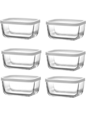 6'lı Cam Saklama Kabı Seti, 405CC, Beyaz, Pratik ve Şık Mutfağınıza Uygun