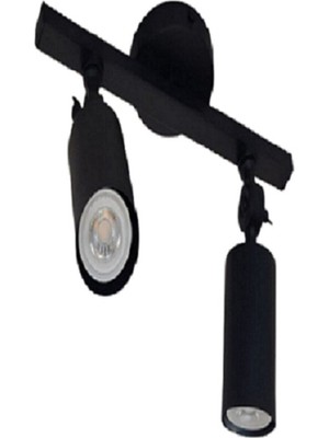 Ikili LED Spot Aplik Avize, Hareketsiz Metal Tasarım, Gün Işığı LED Ampul Dahil