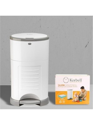 Turuncu Bebek Bezi Çöp Kovası ve 495 Adet Bez Kapasiteli Çöp Poşeti Seti