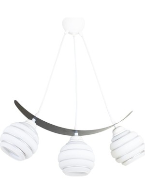 Şık Üçlü Gümüş Cam Kayık Model Sarkıt Avize, Beyaz Parlak Tasarım