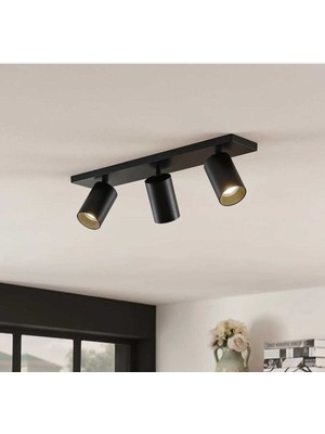 60 cm Siyah Üçlü LED Avize, Hareketli Spotlar, Ampul Dahil, Güçlü Aydınlatma