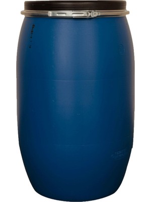 Mavi 60 Litrelik Çember Kapaklı Atık Fıçısı, Dayanıklı ve Kullanışlı.