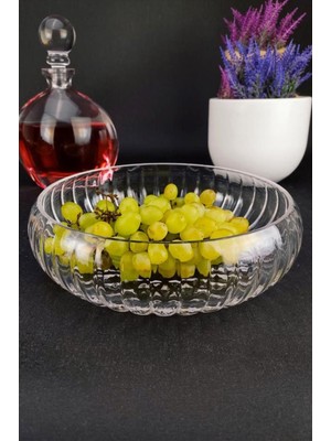 Turuncu Cam Salata ve Meyve Servis Kasesi 24 Cm, Şık ve Kullanışlı Sunumluk