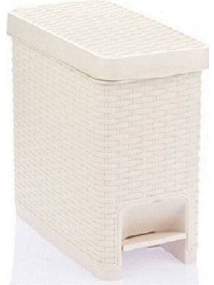 Şık Bej Rattan Pedallı Kova, Doğal ve Kullanışlı Tasarım