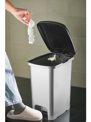 15 Lt Pedallı Uzun Tasarım Çöp Kovası Antrasit Renkli