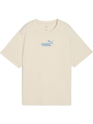 Puma ESS NATURE 2.0 Relaxed Te Krem Kadın Kısa Kol T-Shirt