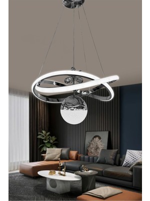Kumandalı Çok Renkli Dalga Tek Top LED Avize, Şık ve Modern Tasarım