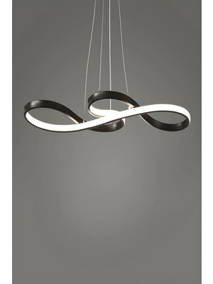 Şık Siyah Modern LED Avize, 3 Renk Kumandalı, Kaplama Tasarımı