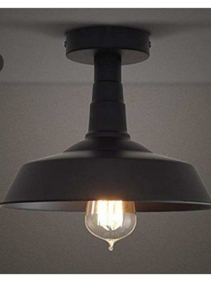 Siyah Retro Metal Tavan Avize, 30 cm Sarkıt, Rustik Tarz Aydınlatma