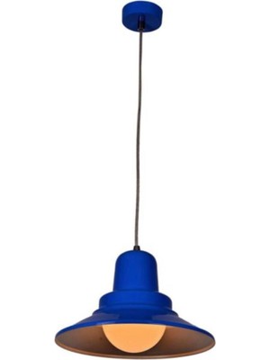 Rustik Mavi ve Beyaz Metal Sarkıt Avize, 30CM Çap, Şık ve Dekoratif Aydınlatma
