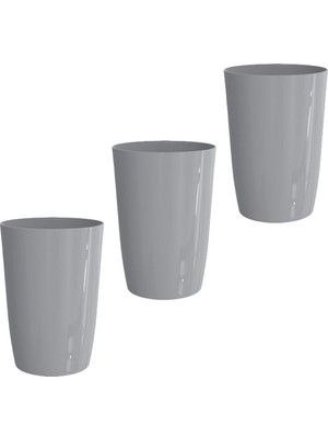 Gri Kapaksız Kova 3'lü Set, Banyo, Mutfak ve Ofis Için, 3l Kapasiteli