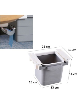 Gri Mini Masa Çöp Kovası, Yapışkanlı, Geri Çekilebilir, Pratik ve Görünmez Bölme