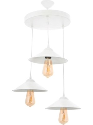 Şık Modern Beyaz Üçlü Sarkıt Avize, Siyah Detaylı, Huzurlu ve Aydınlık Ortamlar Için