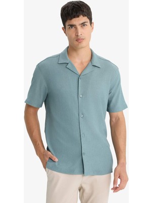 DeFacto Modern Fit Polo Yaka Dokulu Penye Kısa Kollu Gömlek C4125AX25SM