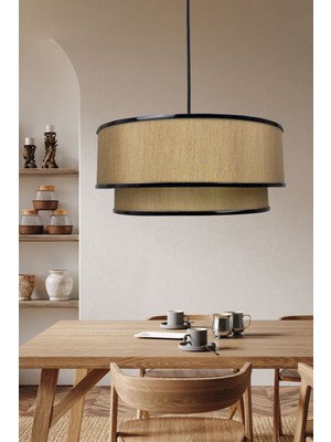 Şeritli Siyah Vintage Avize, Metalik Tasarım, Şık ve Modern Aydınlatma Seçeneği