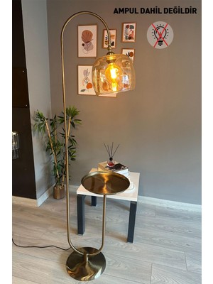 Bal Rengi Cam Lambader, Modern ve Şık Metal Tasarım, Oturma ve Çalışma Alanları Için