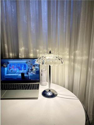 Kumandalı Kristal Elmas Abajur, Romantik LED Gece Lambası, Gümüş Beyaz