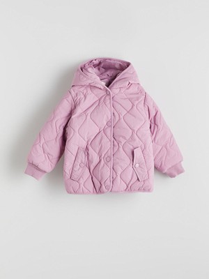 Kapüşonlu Kapitone Desenli Kız Çocuk Mont  (W5)