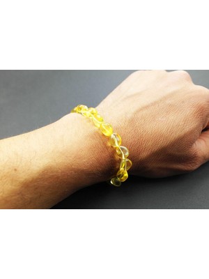 Şeffaf Limon  Doğal Kesim Damla Kehribar Yetişkin Bileklik