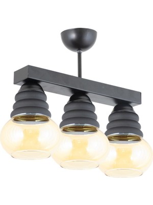 Modern Spor Tarz Camlı Plofonyer Avize, Şık Siyah Tasarım, Zarif ve Şık Aydınlatma.