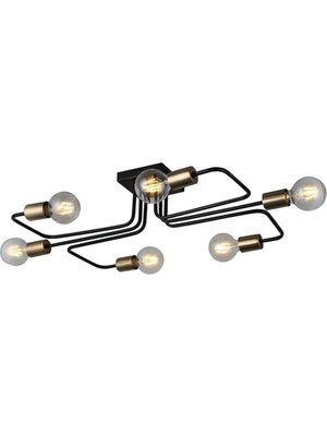 Şık 6'lı Siyah ve Antik Lak Plafonyer Seti, E27 Uyumlu, Modern Tasarım