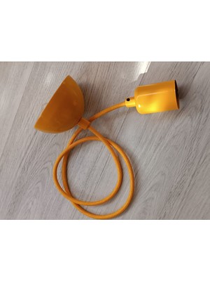 E27 Sarı Renkli Kablo ve Kapsamlı Tavan Montaj Seti, 1 Metre Uzunluk