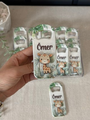 3 Boyutlu Kabartmalı Yeni Doğan Mevlit Hediyelik Bebek Açacak Magnet-Safari Zürafa-Toplam 20 Adet