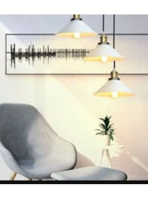 Beyaz Metal Üçlü Sarkıt Avize, 30CM Taban Çapı, Şık ve Modern Tasarım
