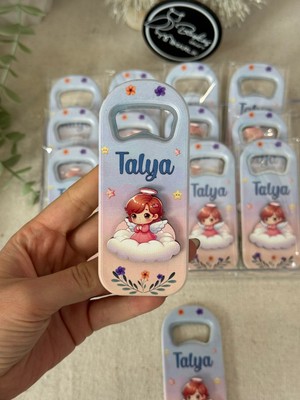 3 Boyutlu Kabartmalı Yeni Doğan Mevlit Hediyelik Kız Bebek Açacak Magnet-Pembe Melek-Toplam 20 Adet