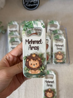 3 Boyutlu Kabartmalı Yeni Doğan Mevlüt Hediyelik Bebek Açacak Magnet-Safari Aslan-Toplam 20 Adet