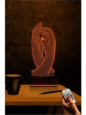 Renkli 3D Illüzyon LED Masa Lambası, Dekoratif, Kumandalı, Gece Işığı