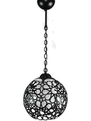 Şık Siyah Ferforje Kafes Sarkıt Avize, Modern ve Zarif Aydınlatma Seçeneği