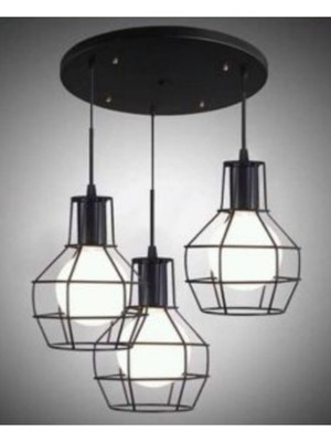 Retro Rustik Üçlü Kafes Avize, Şık ve Modern Ev Dekorasyonu Için Ideal Seçenektir