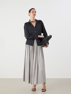 Lc Waikiki Yeni Sezon Beli Lastikli Saten Pileli Etek - S5QG22Z8