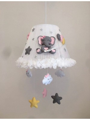 Şık Bebek ve Çocuk Odası Avizesi, Fil, Çiçek ve Balon Detaylarıyla Renkli Dekor