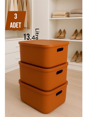 Turuncu 3'lü 13 Lt Dolap Içi Düzenleyici ve Saklama Kutusu Seti