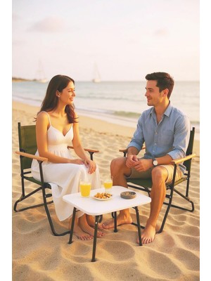 2 Adet 120 kg Kapasiteli Katlanır Kamp Sandalyesi ve 45 x 60 Kamp Sehpası-2-As-Bey