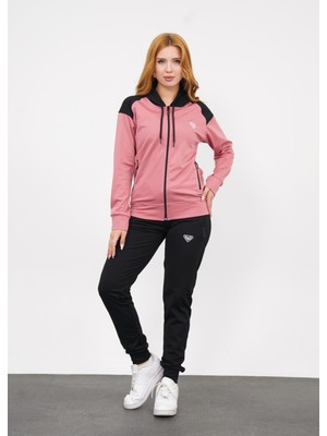 Kapüşonlu 2'li Gülkurusu Kadın Eşofman Takımı