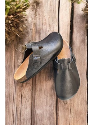 Land Of Cork Doğal Mantar Taban Hakiki Deri Anatomik Unisex Silinebilir Kapalı Terlik