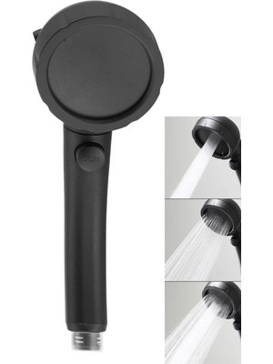 Aqustream Deluxe Siyah 3 Fonksiyonlu Aç Kapa Düğmeli Banyo Musluk Başlığı Su Tasarruflu