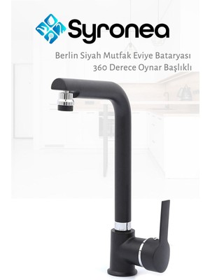 Berlin Siyah Mutfak Eviye Bataryası Oynar Perlatörlü Başlık