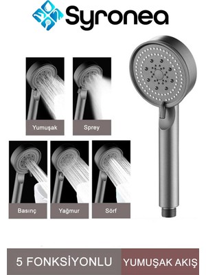 Duş Başlığı Su Tasarruflu 5 Fonksiyonlu Banyo Duş Başlığı Yumuşak Akışlı