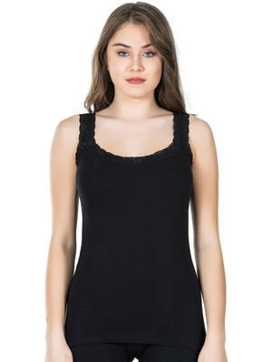 Iç Giyim Derya Kurşun Kalın Askılı Kenarları Dantel Işlemeli Atlet