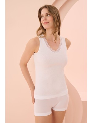 Iç Giyim (3 Adet) Nbb Geniş Askılı Dantelli Ribana Atlet